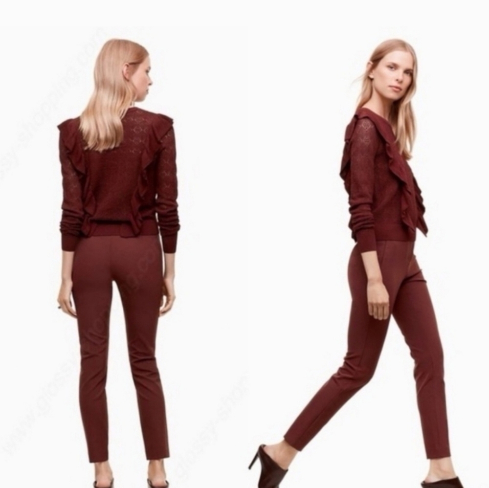 Aritzia minimalist le fou high rise pants burgundy old money vibes
